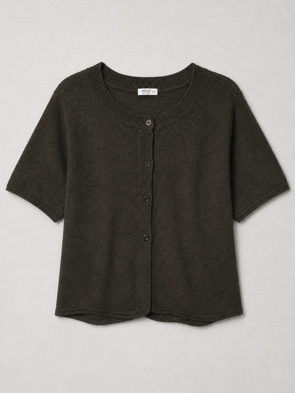 Ardene Choco Brown Short Sleeve Knit Cardigan XL | Lightweight Button Front